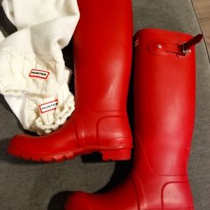 Red Hunter Boots and Hunter Socks